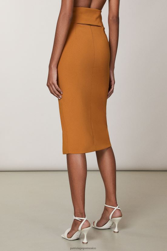 vestir mx Patrizia Pepe mujer falda esencial con detalle de abertura marrón picante 66024R541