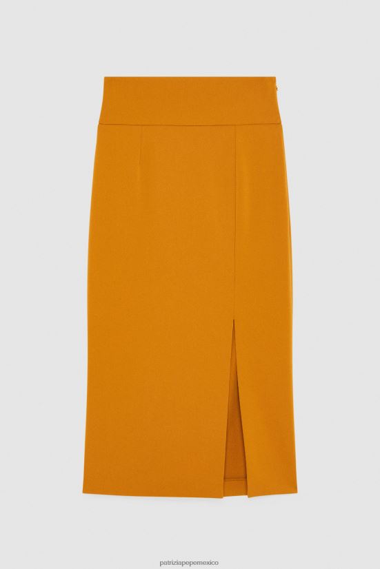 vestir mx Patrizia Pepe mujer falda esencial con detalle de abertura marrón picante 66024R541