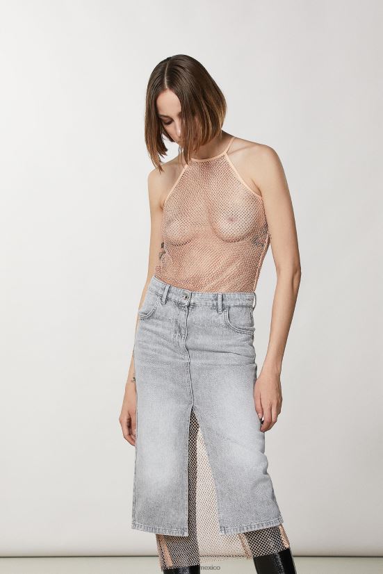 vestir mx Patrizia Pepe mujer falda lápiz de mezclilla lavado gris mineral 66024R129