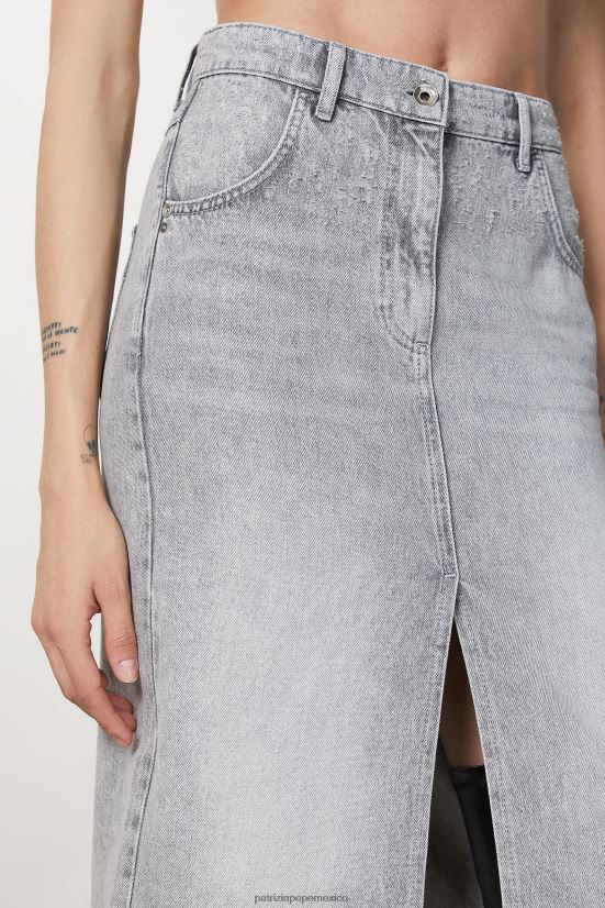 vestir mx Patrizia Pepe mujer falda lápiz de mezclilla lavado gris mineral 66024R129