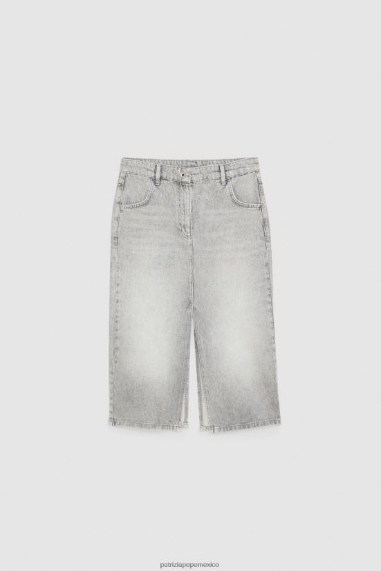 vestir mx Patrizia Pepe mujer falda lápiz de mezclilla lavado gris mineral 66024R129