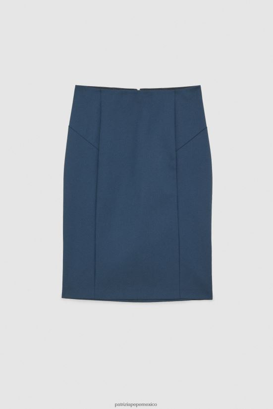 vestir mx Patrizia Pepe mujer falda lápiz midi azul petróleo 66024R140