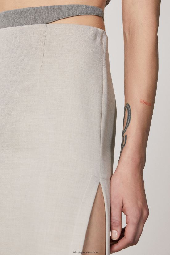 vestir mx Patrizia Pepe mujer falda midi de cintura alta mezcla natural 66024R427