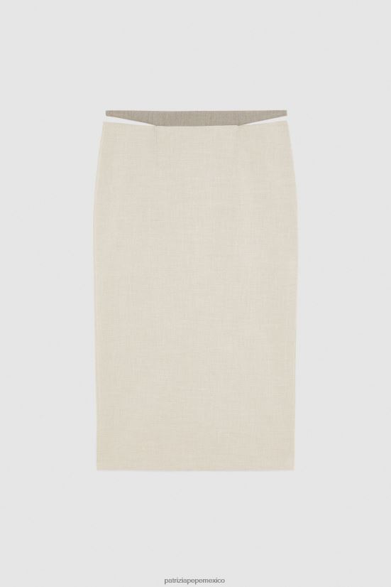 vestir mx Patrizia Pepe mujer falda midi de cintura alta mezcla natural 66024R427