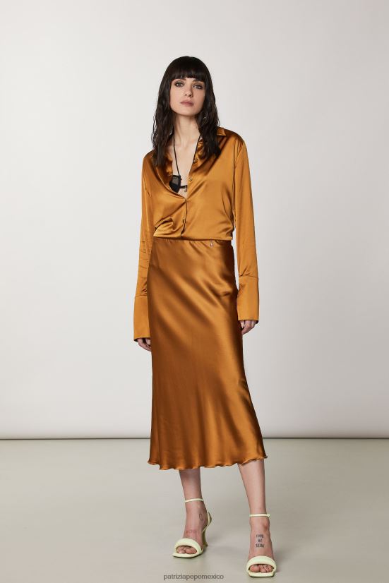 vestir mx Patrizia Pepe mujer falda midi marrón picante 66024R540