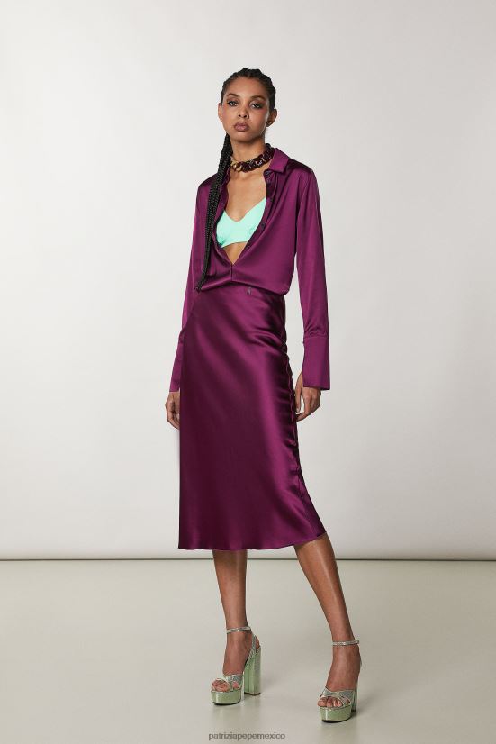 vestir mx Patrizia Pepe mujer falda midi morado futurista 66024R36