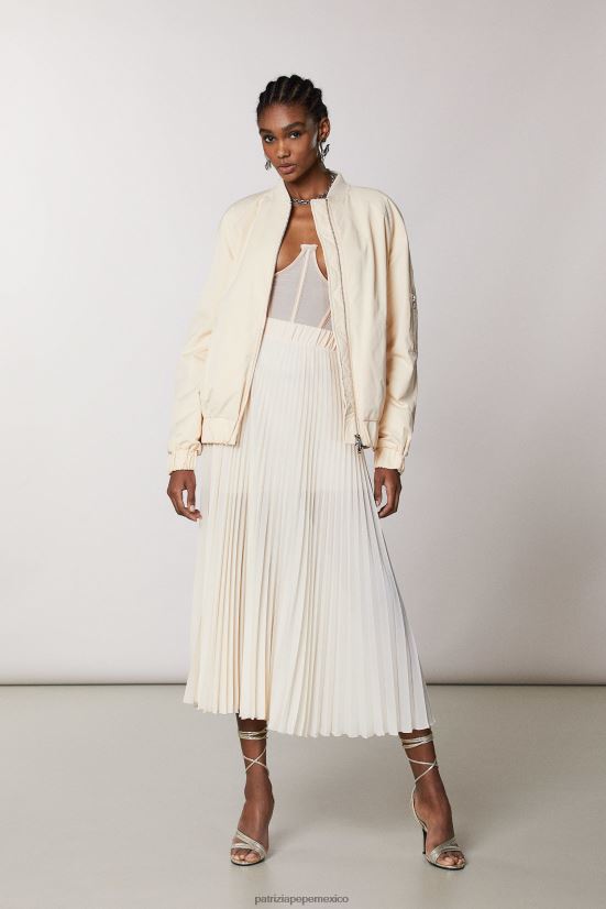 vestir mx Patrizia Pepe mujer falda midi plisada beige pálido 66024R431