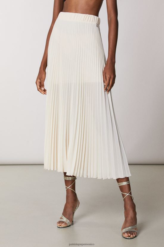 vestir mx Patrizia Pepe mujer falda midi plisada beige pálido 66024R431