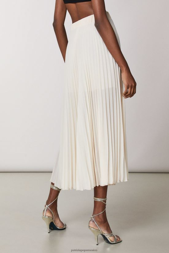 vestir mx Patrizia Pepe mujer falda midi plisada beige pálido 66024R431