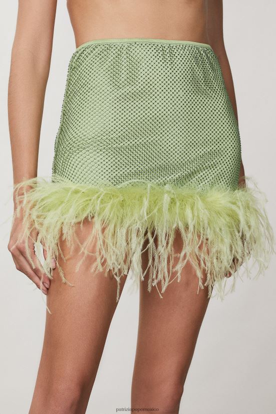 vestir mx Patrizia Pepe mujer minifalda con diamantes de imitación margarita verde 66024R276