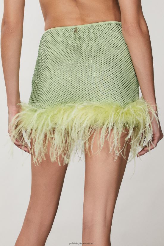 vestir mx Patrizia Pepe mujer minifalda con diamantes de imitación margarita verde 66024R276
