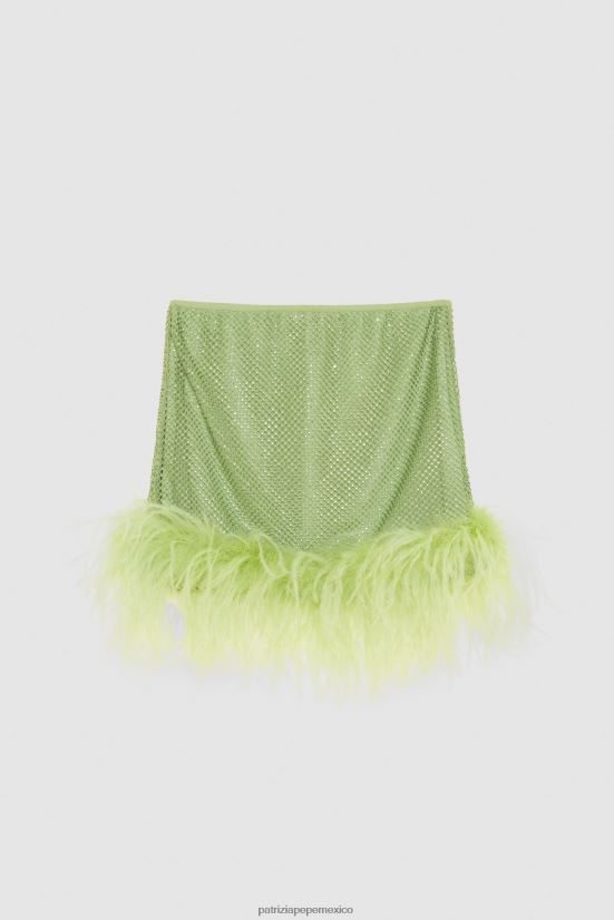 vestir mx Patrizia Pepe mujer minifalda con diamantes de imitación margarita verde 66024R276