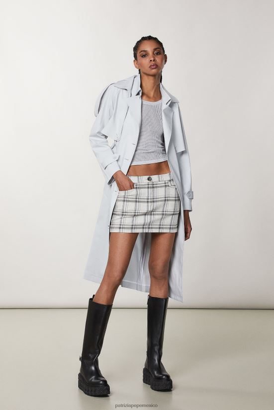vestir mx Patrizia Pepe mujer minifalda de viscosa cuadros gris mineral 66024R125