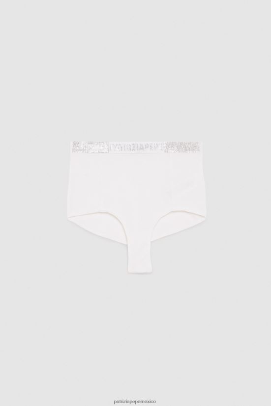 vestir mx Patrizia Pepe mujer braguitas de talle alto con pedrería blanco 66024R390