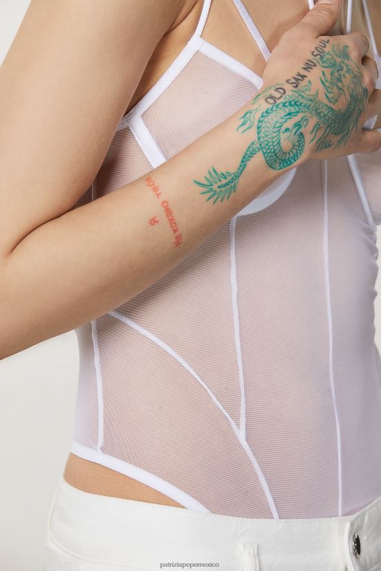 vestir mx Patrizia Pepe mujer mono de tul blanco 66024R374