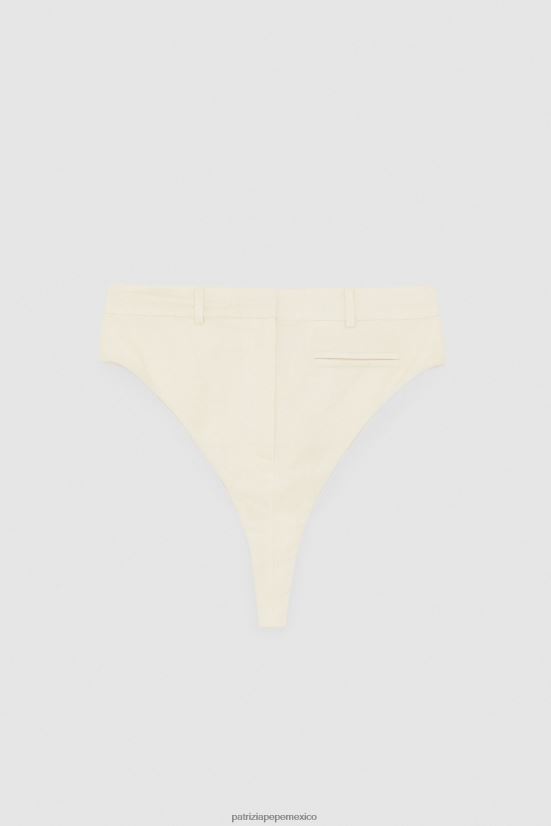 vestir mx Patrizia Pepe mujer resbalón de gran altura lino blanco 66024R233