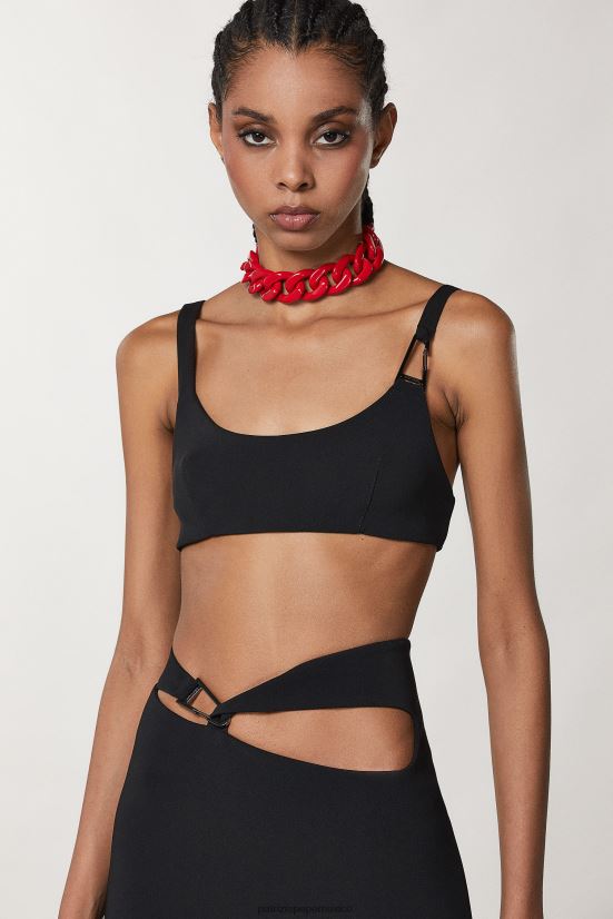 vestir mx Patrizia Pepe mujer sujetador de crepé delgado Nerón 66024R15