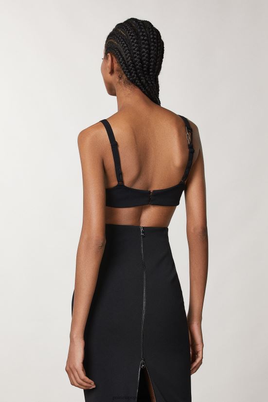 vestir mx Patrizia Pepe mujer sujetador de crepé delgado Nerón 66024R15