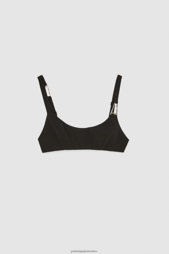 vestir mx Patrizia Pepe mujer sujetador de crepé delgado Nerón 66024R15