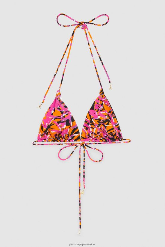 vestir mx Patrizia Pepe mujer top de bikini triangular naranja jugosa abstracta 66024R239