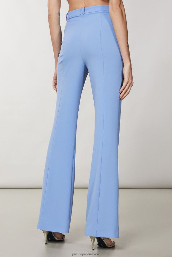 vestir mx Patrizia Pepe mujer pantalones acampanados de crepé azul ceramica 66024R260