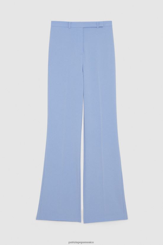 vestir mx Patrizia Pepe mujer pantalones acampanados de crepé azul ceramica 66024R260
