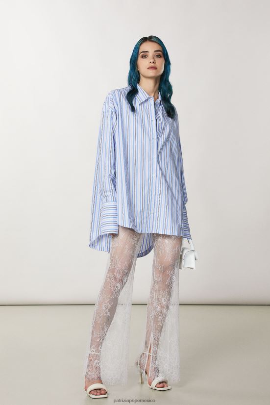 vestir mx Patrizia Pepe mujer pantalones acampanados de encaje encaje plateado 66024R190