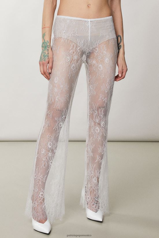 vestir mx Patrizia Pepe mujer pantalones acampanados de encaje encaje plateado 66024R190