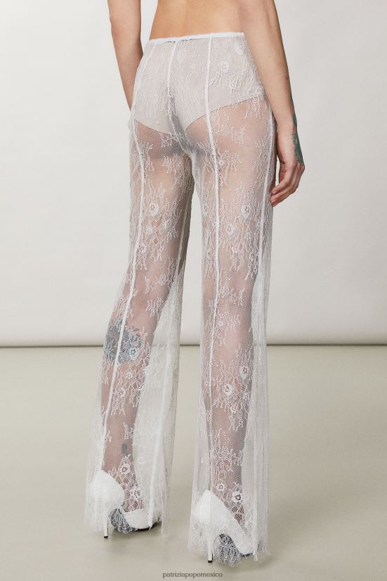 vestir mx Patrizia Pepe mujer pantalones acampanados de encaje encaje plateado 66024R190