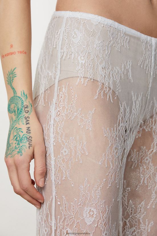 vestir mx Patrizia Pepe mujer pantalones acampanados de encaje encaje plateado 66024R190