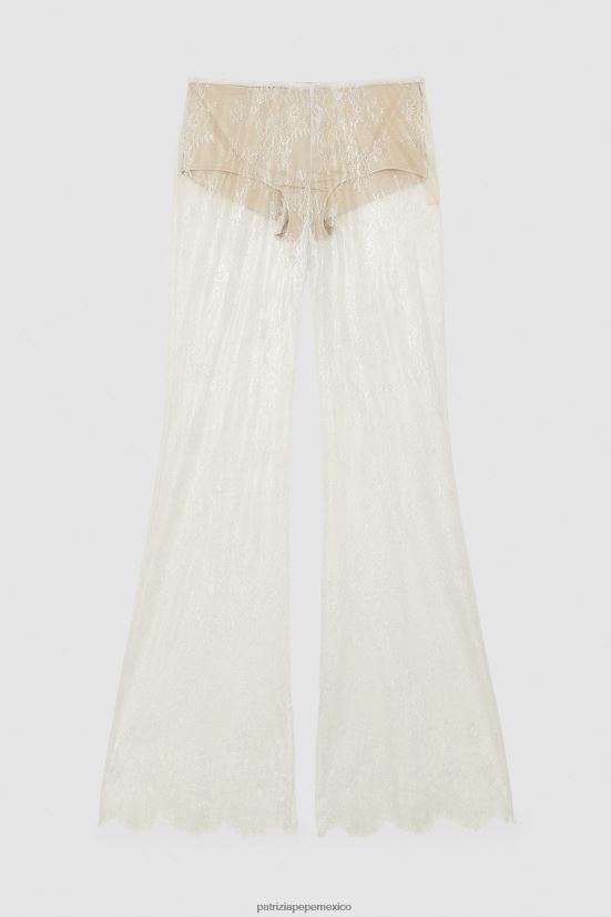 vestir mx Patrizia Pepe mujer pantalones acampanados de encaje encaje plateado 66024R190