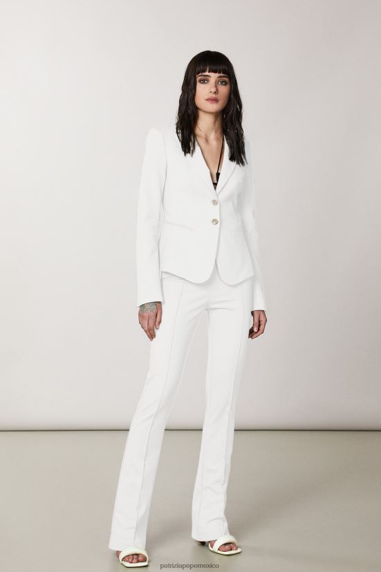 vestir mx Patrizia Pepe mujer pantalones ajustados acampanados blanco 66024R595