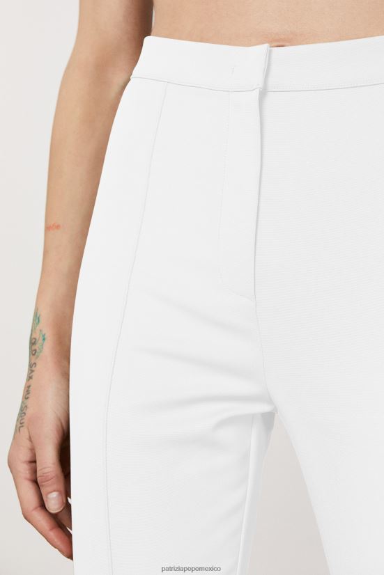 vestir mx Patrizia Pepe mujer pantalones ajustados acampanados blanco 66024R595