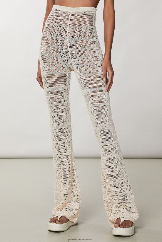 vestir mx Patrizia Pepe mujer pantalones de algodón tejidos a crochet lino blanco 66024R197