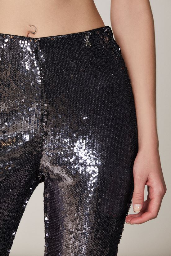 vestir mx Patrizia Pepe mujer pantalones de lentejuelas lentejuelas plateadas negras 66024R439