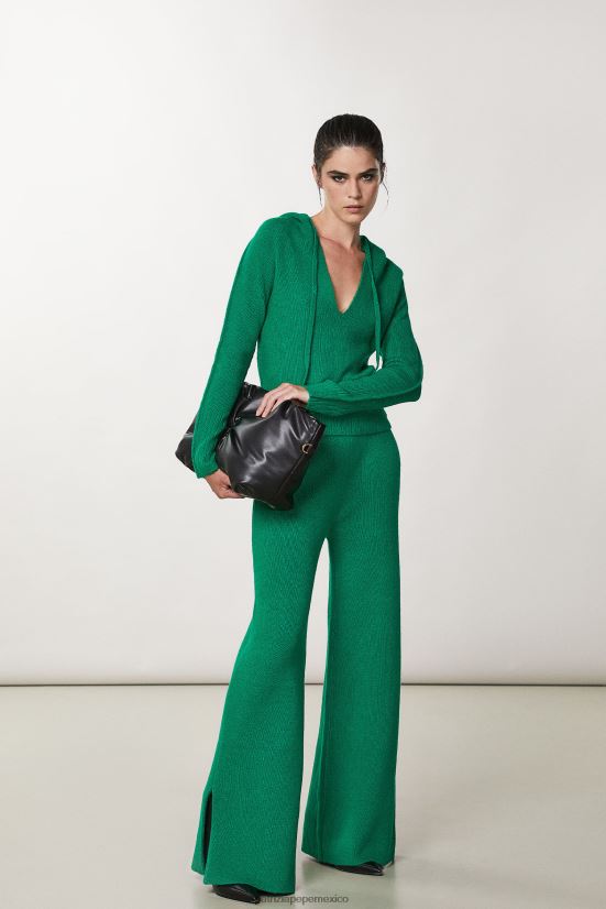 vestir mx Patrizia Pepe mujer pantalones suaves con cordón verde vibrante 66024R708