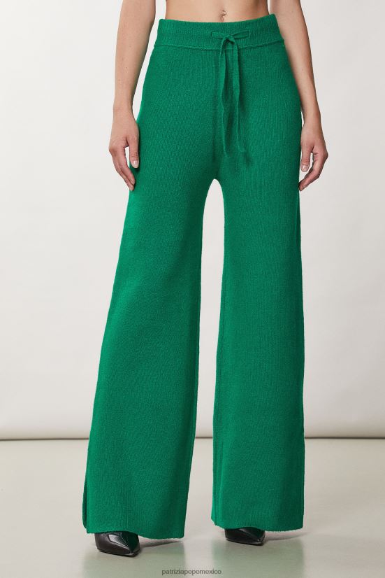 vestir mx Patrizia Pepe mujer pantalones suaves con cordón verde vibrante 66024R708