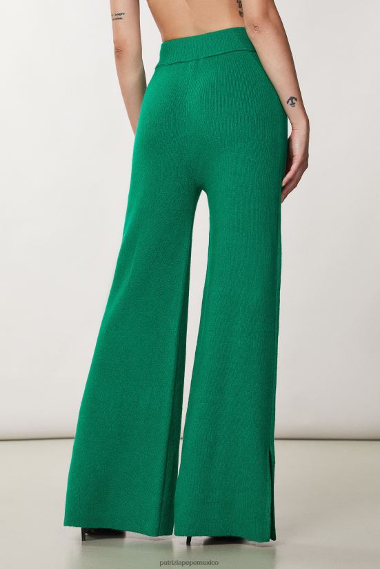 vestir mx Patrizia Pepe mujer pantalones suaves con cordón verde vibrante 66024R708