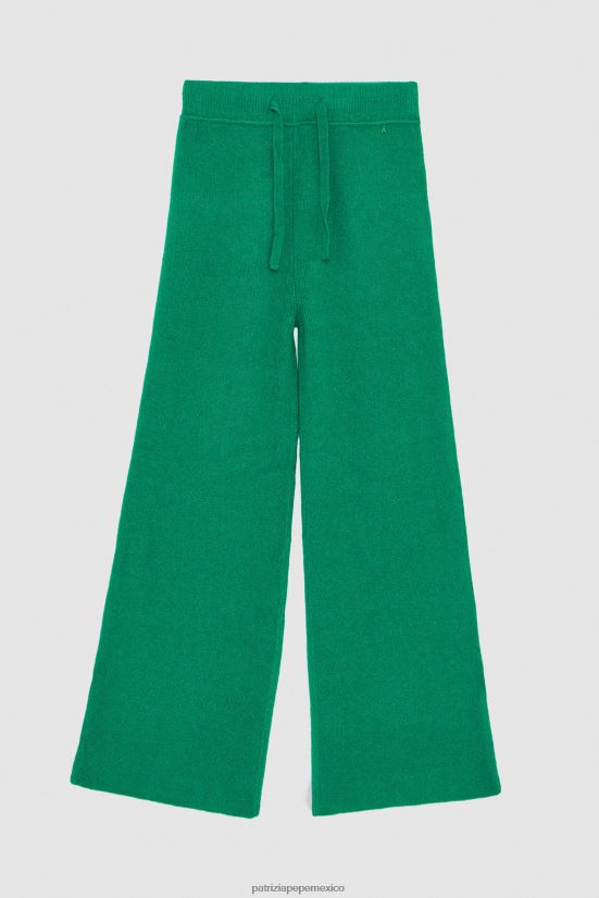 vestir mx Patrizia Pepe mujer pantalones suaves con cordón verde vibrante 66024R708
