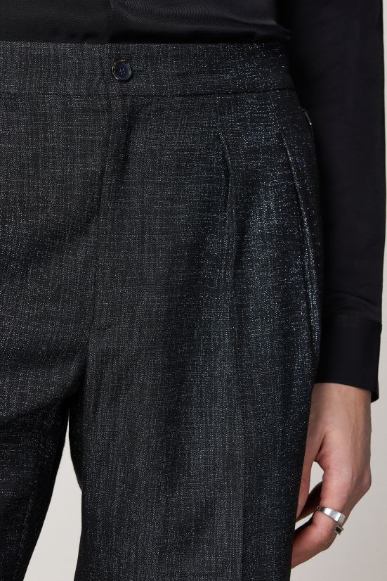 vestir mx Patrizia Pepe hombres bermudas de lúrex metalizado lúrex negro y negro 66024R1023