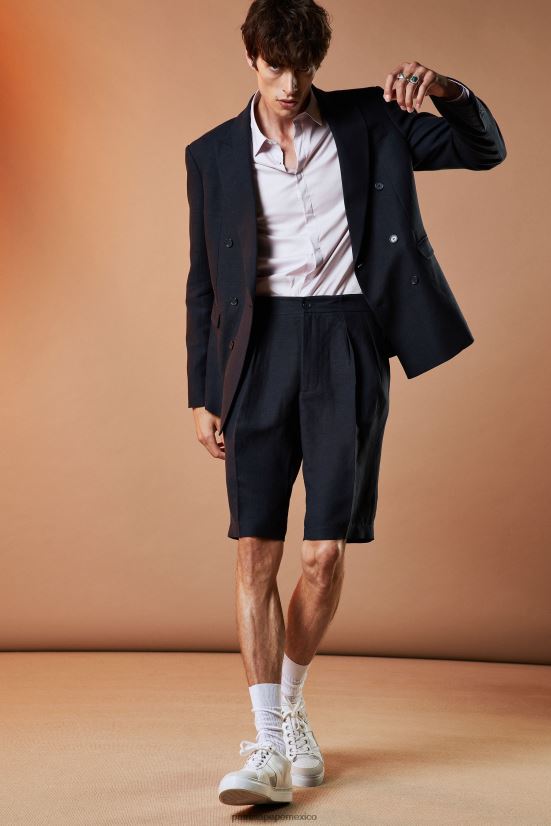 vestir mx Patrizia Pepe hombres bermudas de lino Marina Real 66024R1019