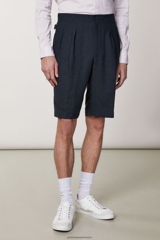 vestir mx Patrizia Pepe hombres bermudas de lino Marina Real 66024R1019