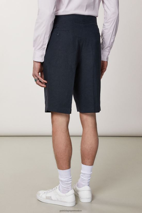 vestir mx Patrizia Pepe hombres bermudas de lino Marina Real 66024R1019