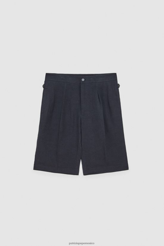 vestir mx Patrizia Pepe hombres bermudas de lino Marina Real 66024R1019