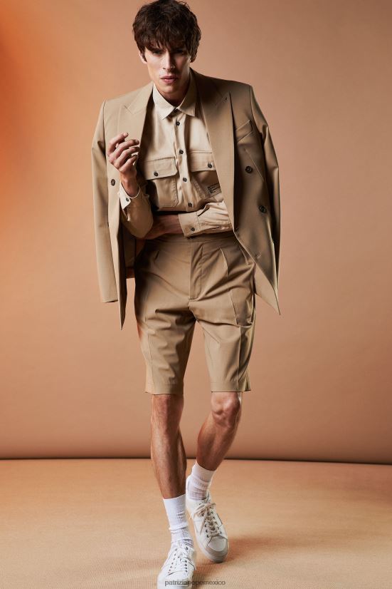 vestir mx Patrizia Pepe hombres bermudas holgadas de poliviscosa nuevo azúcar moreno 66024R1011