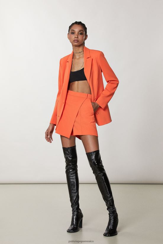 vestir mx Patrizia Pepe mujer pantalones cortos de crepé esenciales naranja solar 66024R73