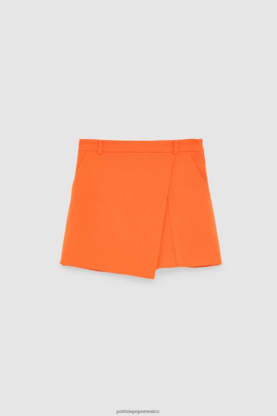 vestir mx Patrizia Pepe mujer pantalones cortos de crepé esenciales naranja solar 66024R73