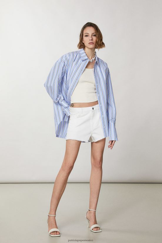 vestir mx Patrizia Pepe mujer shorts de mezclilla con flecos blanco 66024R188