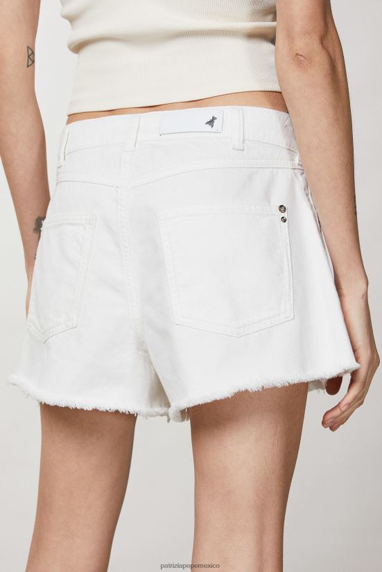 vestir mx Patrizia Pepe mujer shorts de mezclilla con flecos blanco 66024R188