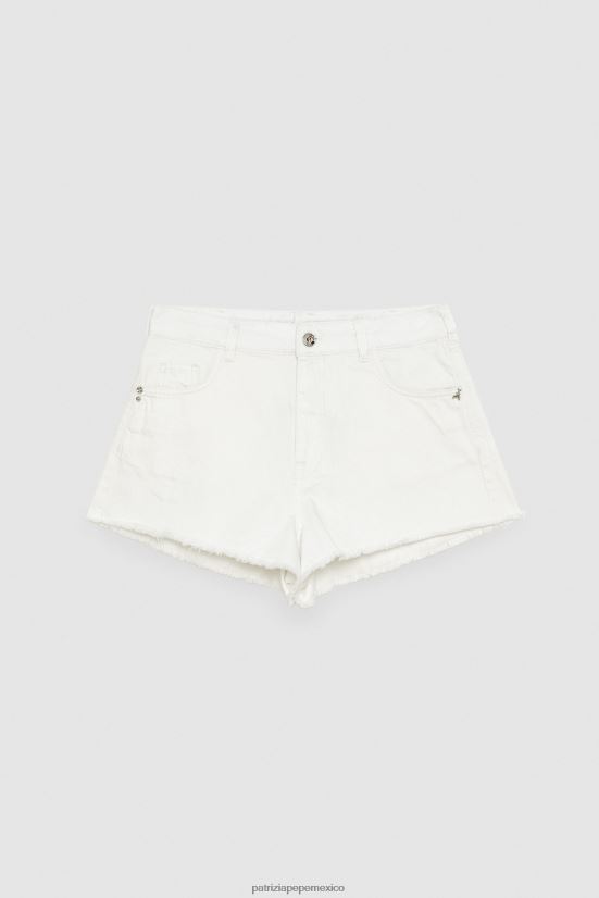 vestir mx Patrizia Pepe mujer shorts de mezclilla con flecos blanco 66024R188